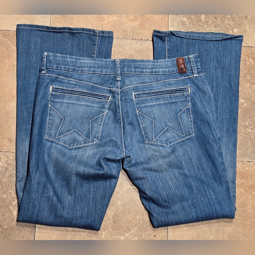 People's Liberation Kathryn Trouser Flare Denim Light Wash Blue Jeans